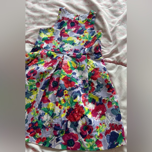 4, Janie and Jack Pink and Blue Pleated Sundress Sleeveless Halter - Picture 6 of 15